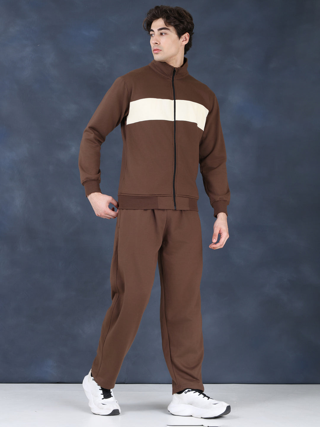 Men Brown White Winter Tracksuit | CHKOKKO