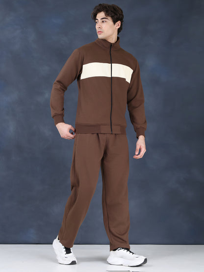 Men Brown White Winter Tracksuit | CHKOKKO