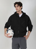 Men Winter Sports Oversized Windcheater Hooded Jacket Black