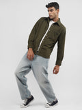 Men Winter Wear Solid Corduroy Casual Shacket