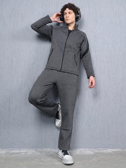 Men Anthra Black Full Zipper Winter Tracksuit