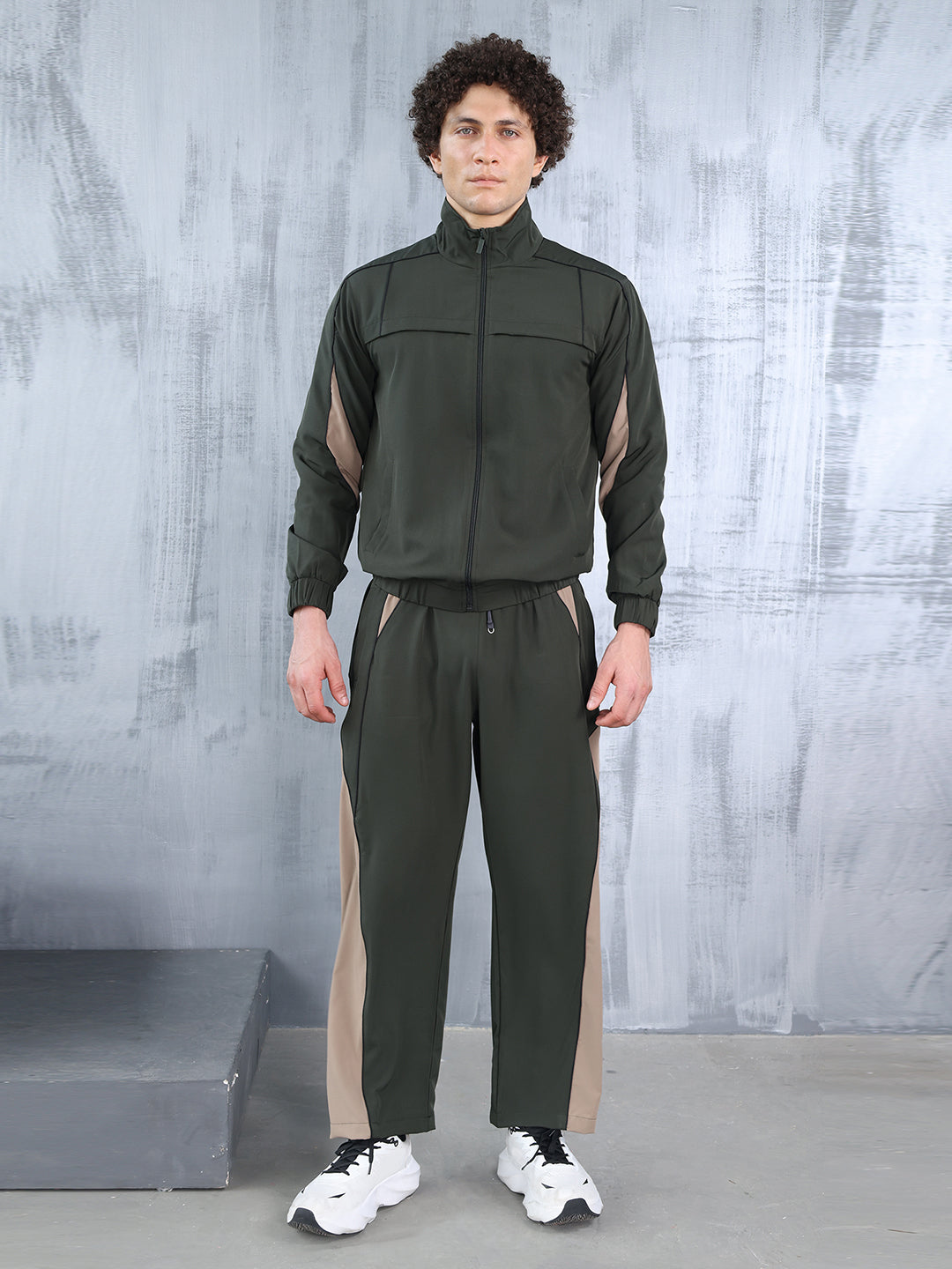Men’s Olive Mouse Colorblock Track Suit