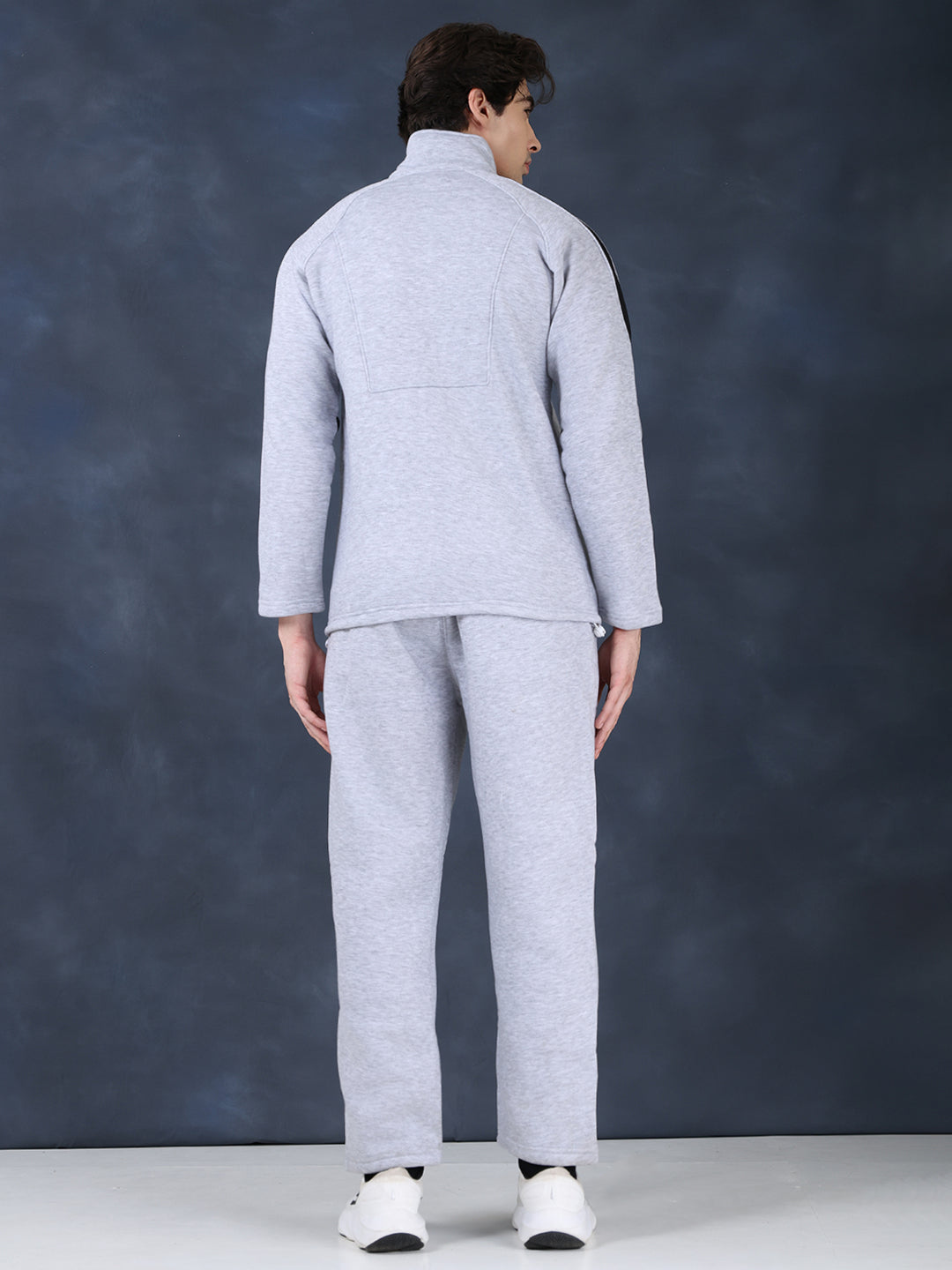 Men Grey Black Full Zipper Winter Tracksuit