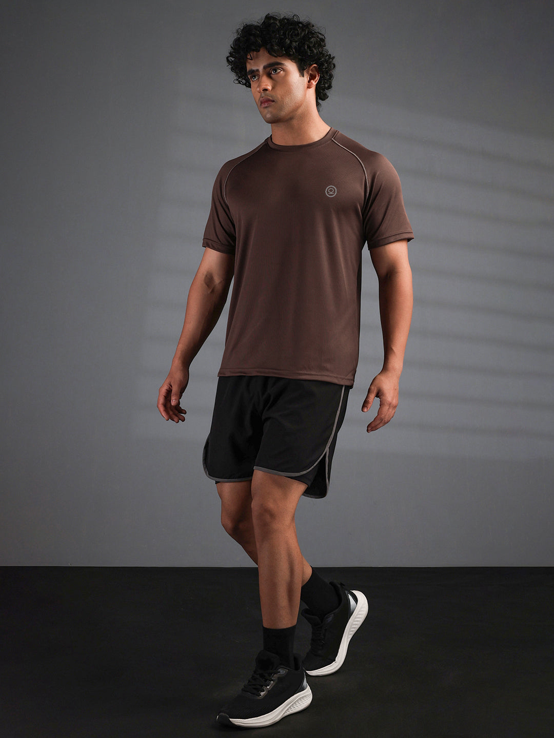 Men's Half Sleeves Quick Dry Sports T-shirt Brown