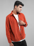 Men Winter Wear Solid Corduroy Casual Shacket