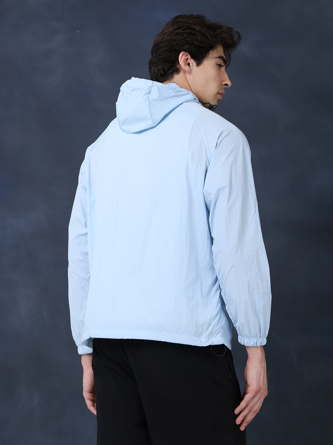 Men’s Iceblue Lightweight Hooded Windcheater Jacket