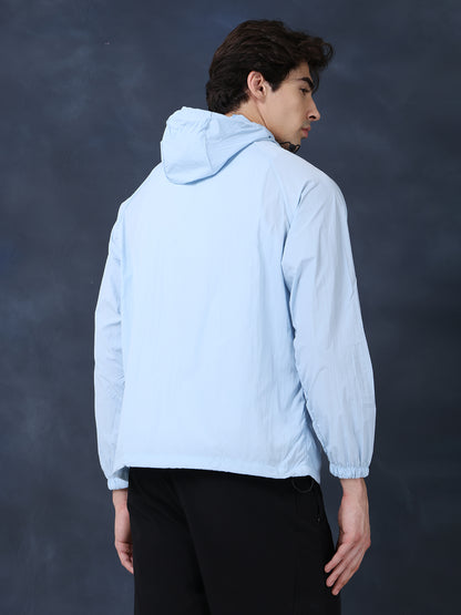 Men’s Iceblue Lightweight Hooded Windcheater Jacket