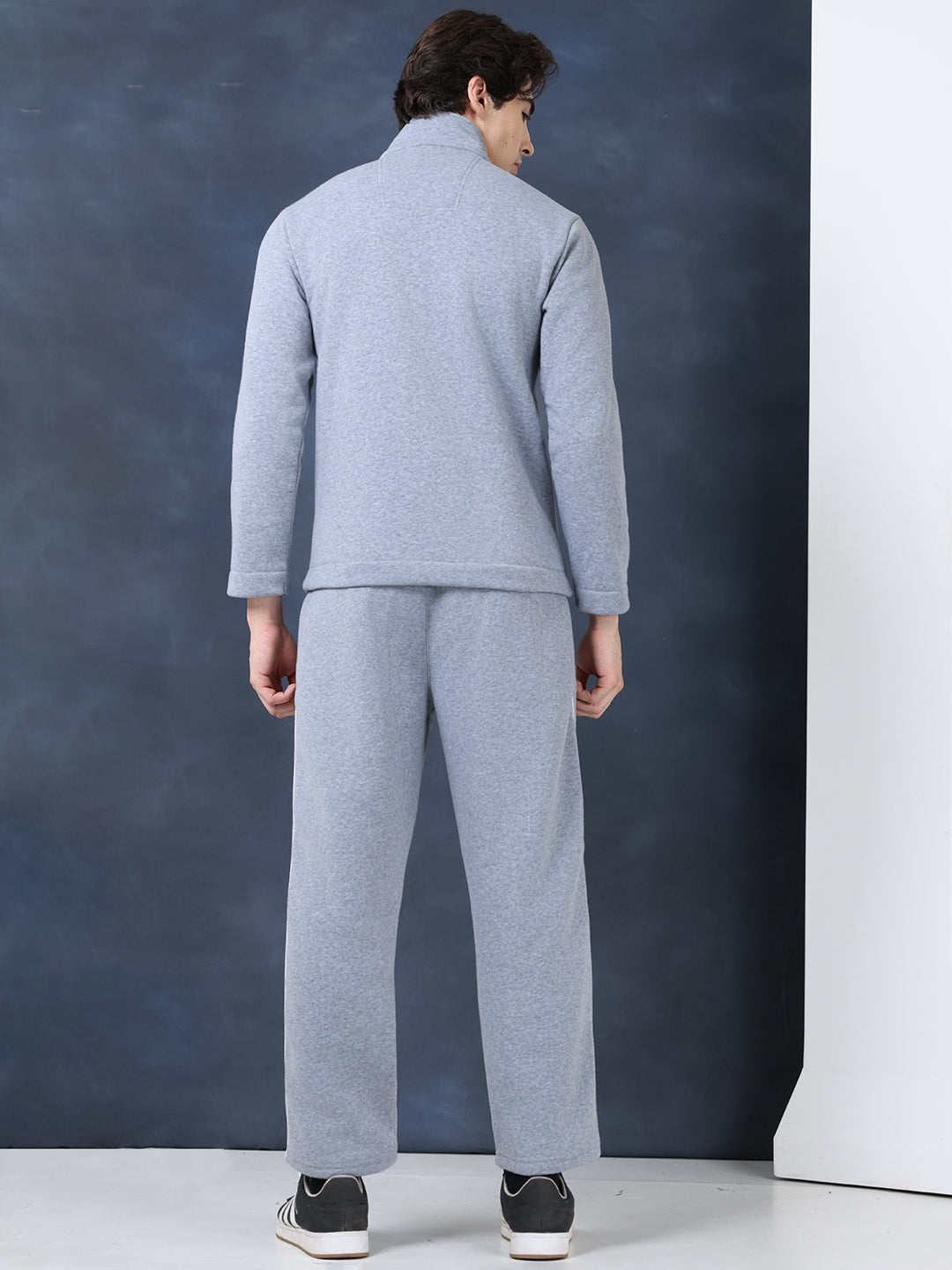 Men's Grey White Heavy Fleece Winter Tracksuit