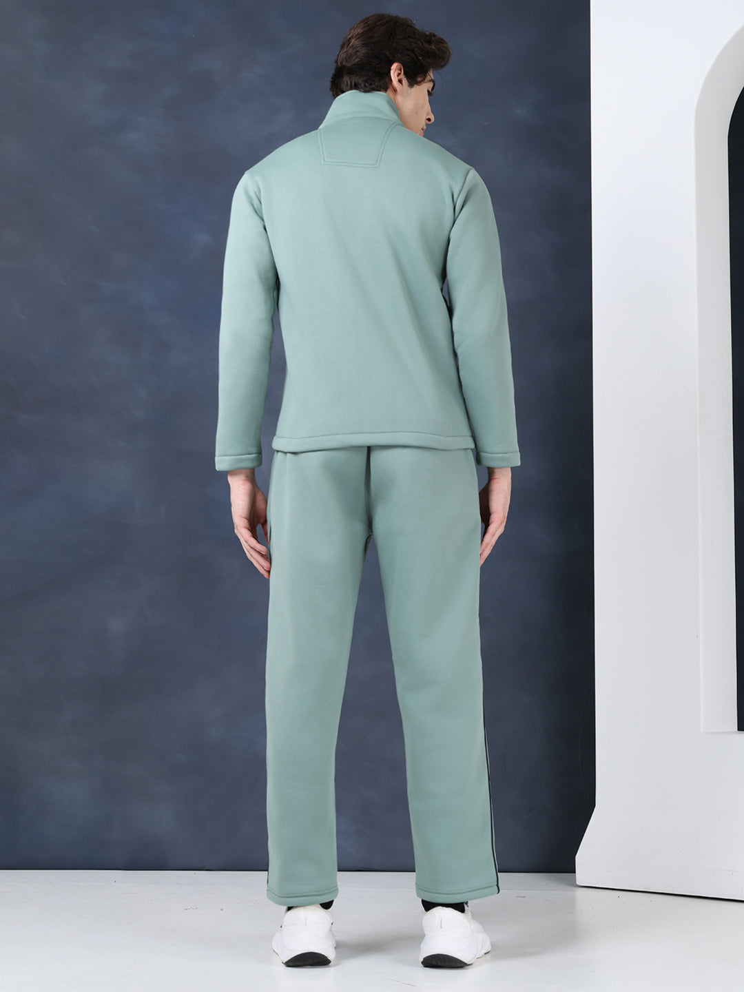 Men's Green Navy Heavy Fleece Winter Tracksuit