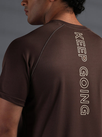 Men's Half Sleeves Quick Dry Sports T-shirt Brown