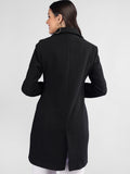 Women Spread Collar Single-Breasted Wool Overcoat