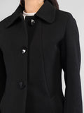 Women Spread Collar Single-Breasted Wool Overcoat