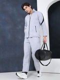 Men Grey Black Full Zipper Winter Tracksuit