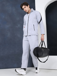 Grey Black Heavy Fleece Winter Tracksuit Men