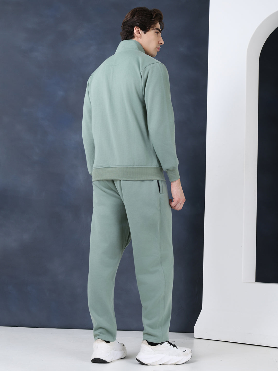 Green Black Heavy Fleece Winter Tracksuit Men