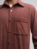 Men Winter Wear Solid Corduroy Casual Shacket