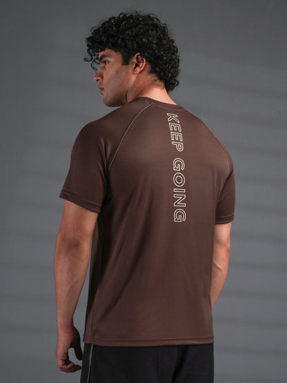 Men's Half Sleeves Quick Dry Sports T-shirt Brown