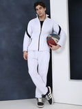 Men White Black Full Zipper Winter Tracksuit