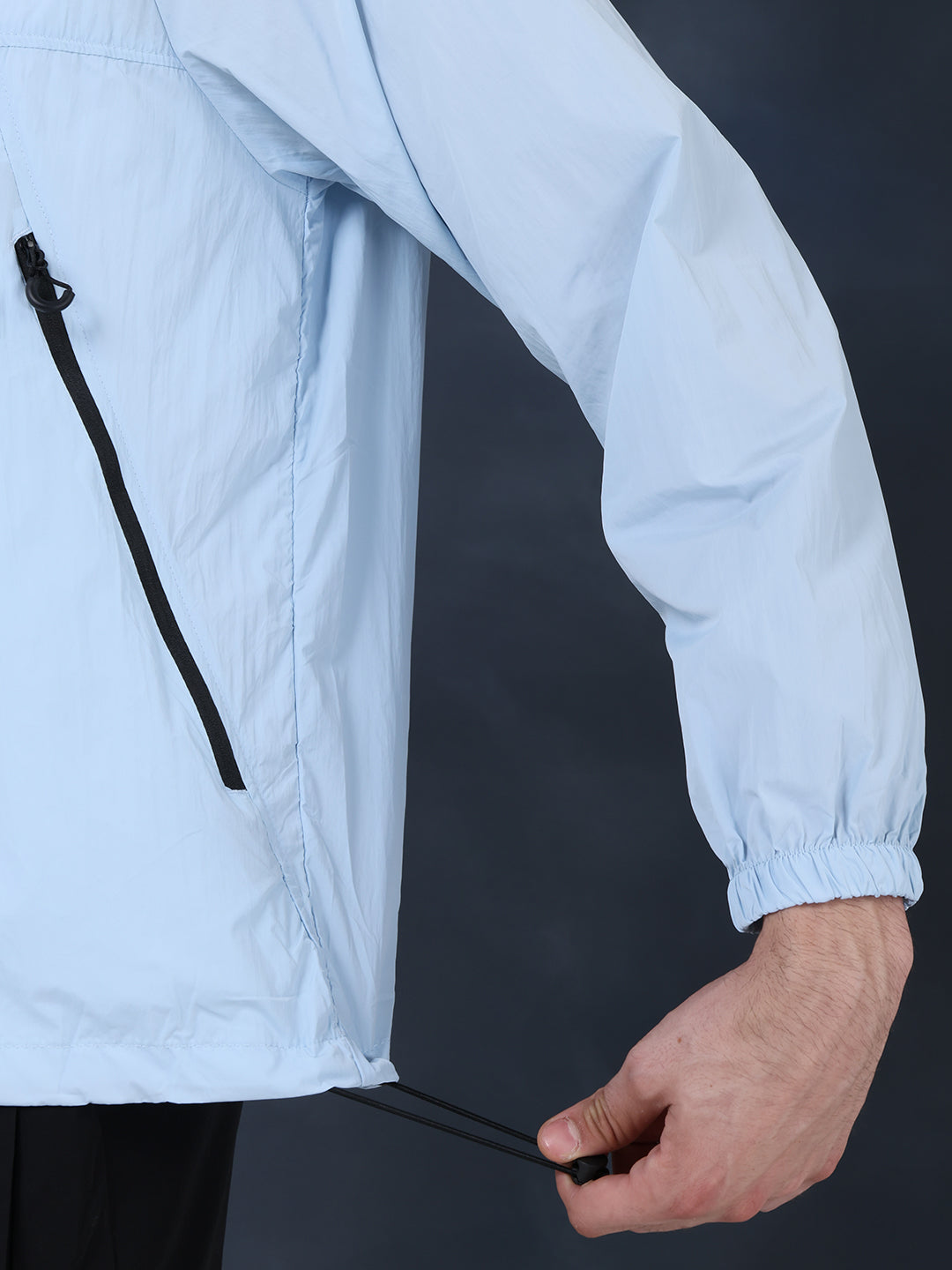 Men’s Iceblue Lightweight Hooded Windcheater Jacket
