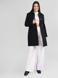 Women Spread Collar Single-Breasted Wool Overcoat