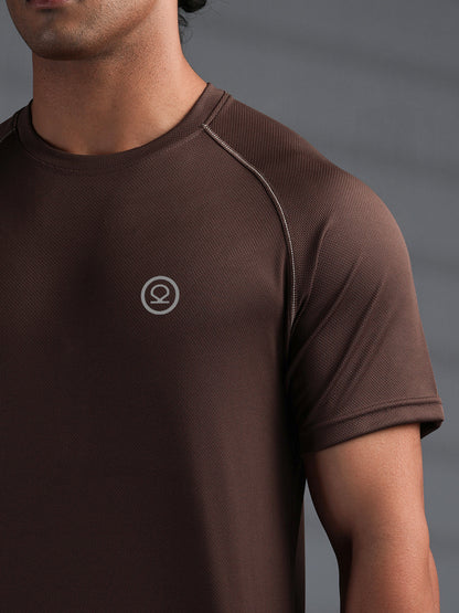 Men's Half Sleeves Quick Dry Sports T-shirt Brown