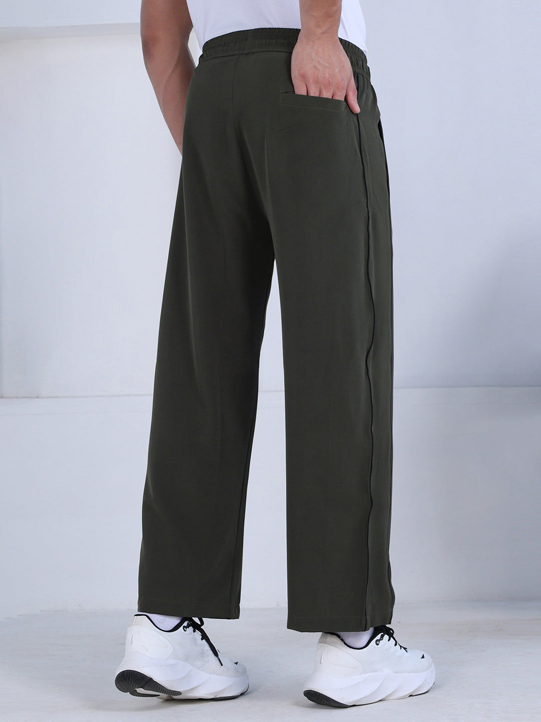 Men’s Sports Track Pants with Side Stripes Olive