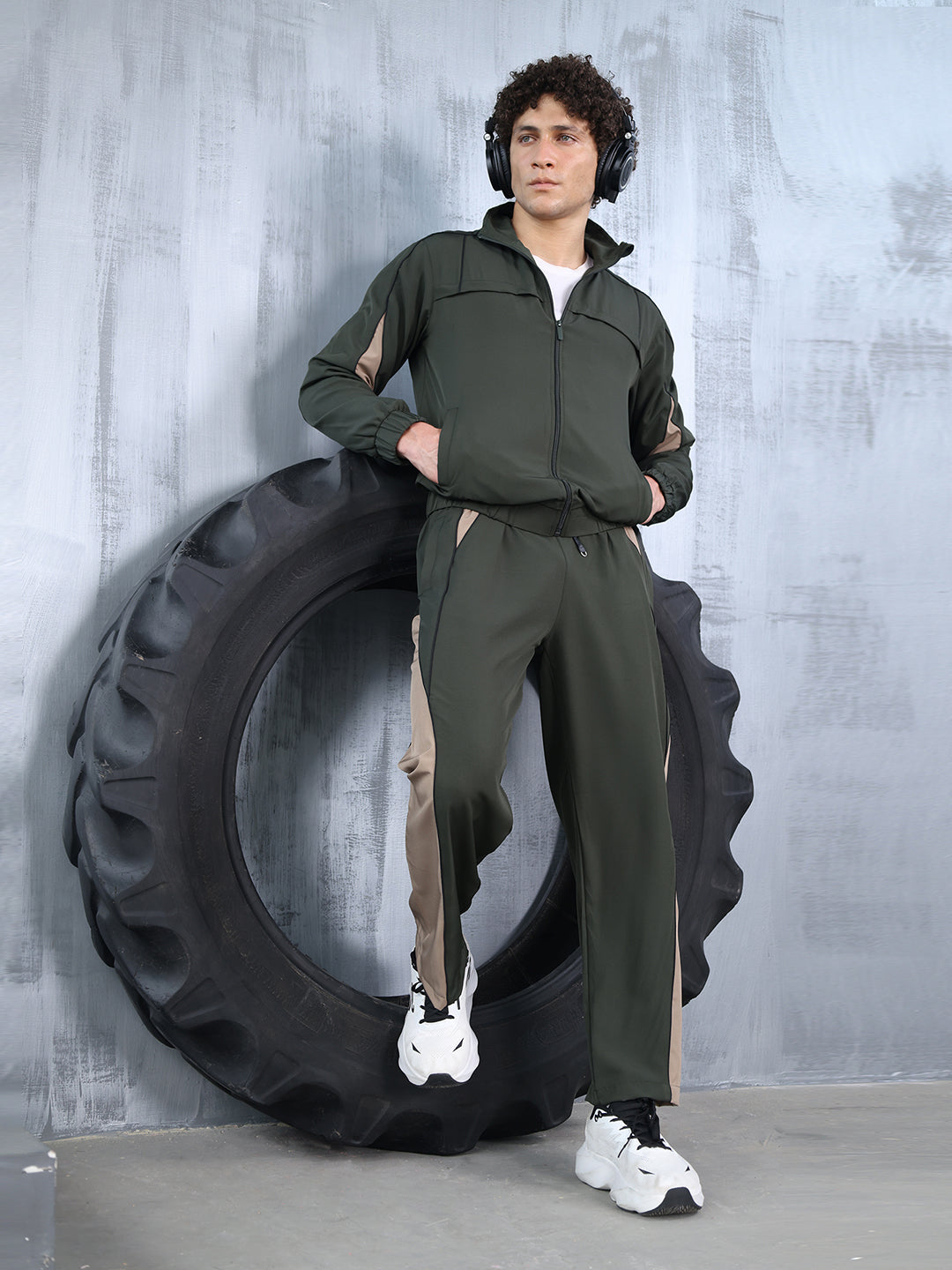 Men’s Olive Mouse Colorblock Track Suit