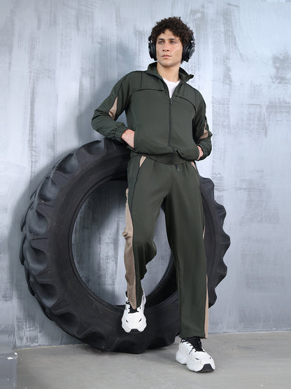Men’s Olive Mouse Colorblock Track Suit
