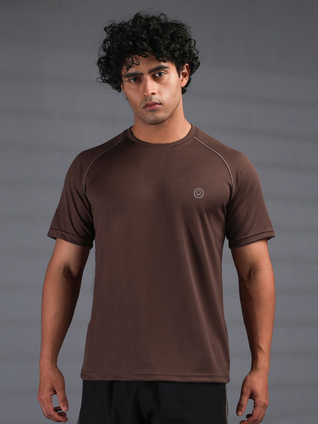 Men's Half Sleeves Quick Dry Sports T-shirt Brown