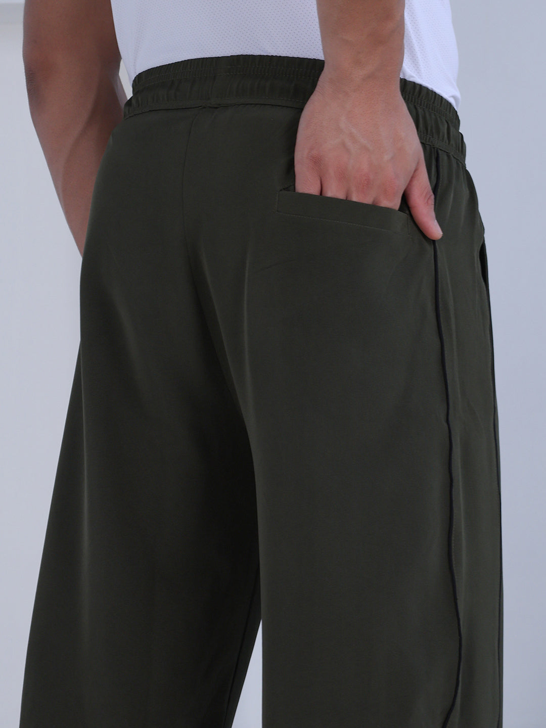 Men’s Sports Track Pants with Side Stripes Olive