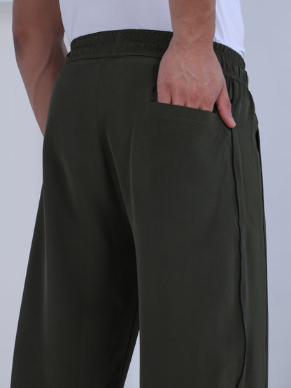 Men’s Sports Track Pants with Side Stripes Olive