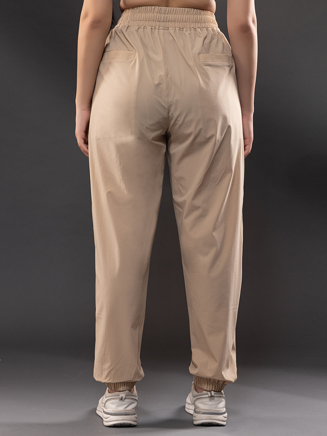 Women Beige White Gym Training Sports Trackpant