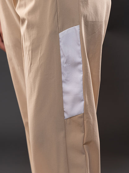 Women Beige White Gym Training Sports Trackpant