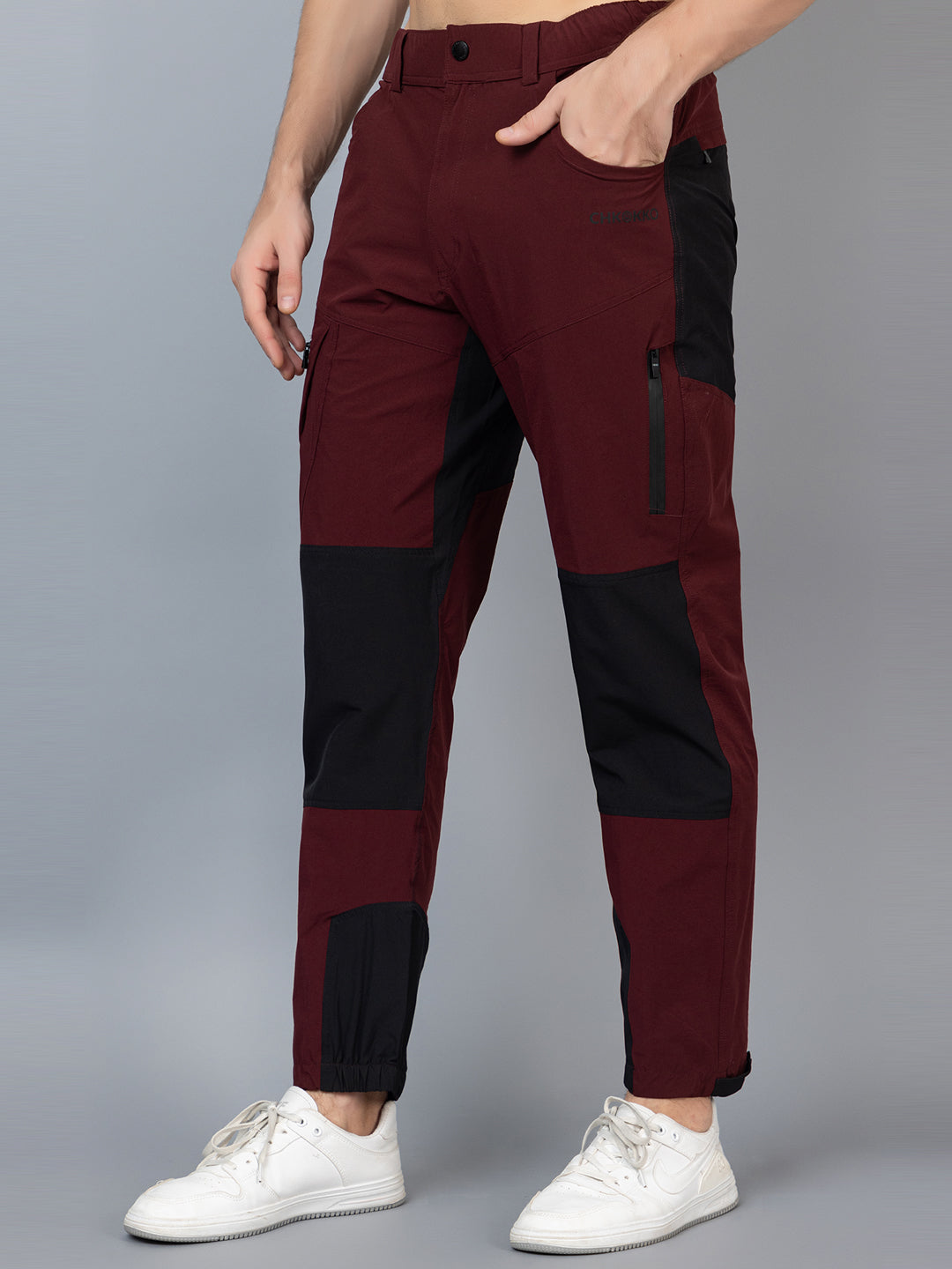 Men's Maroon Black Trackpant | CHKOKKO