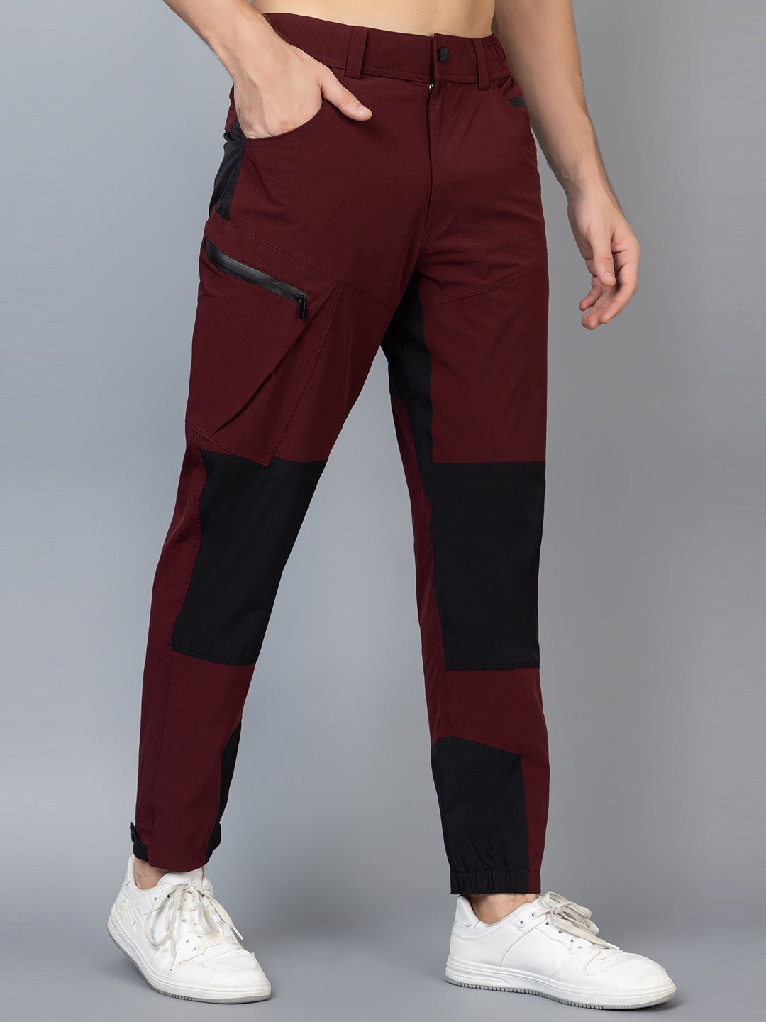 Men's Maroon Black Trackpant | CHKOKKO