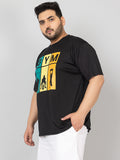 Men Plus Size Round Neck Printed Regular Dry Fit Gym Sports T-Shirt