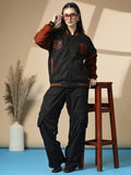 Women Oversized Winter Wear Varsity Jacket with Ribbed Cuffs