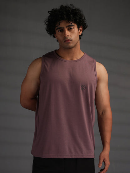 Men's Mauve Cotton Sleeveless Gym Tanktop