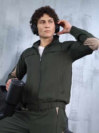 Men’s Olive Mouse Colorblock Track Suit