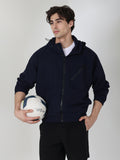 Men Winter Sports Oversized Windcheater Hooded Jacket Navy