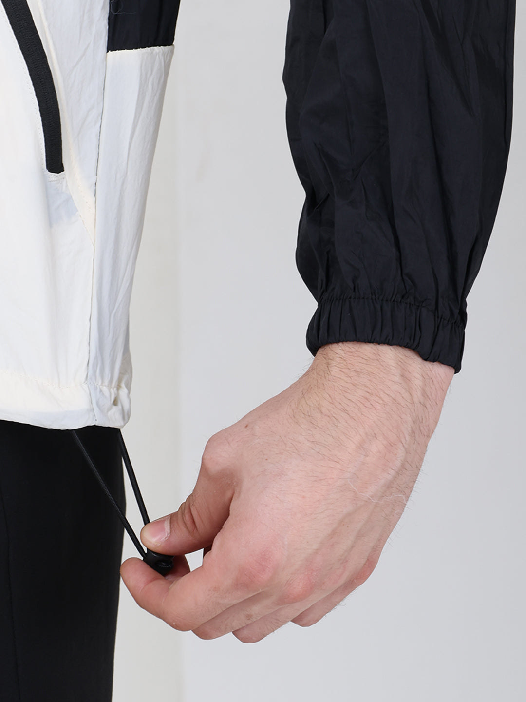Men’s Black white Lightweight Hooded Windcheater Jacket