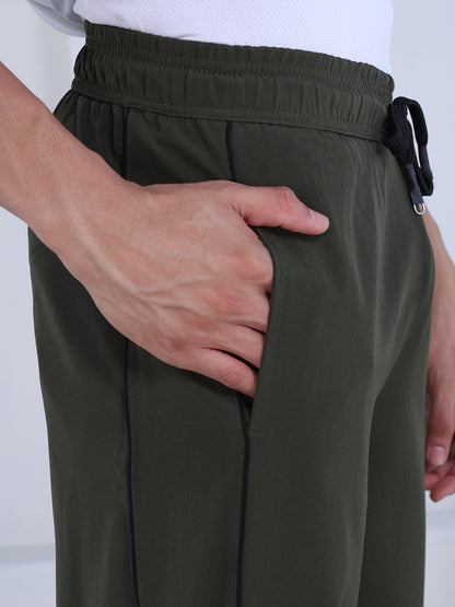 Men’s Sports Track Pants with Side Stripes Olive