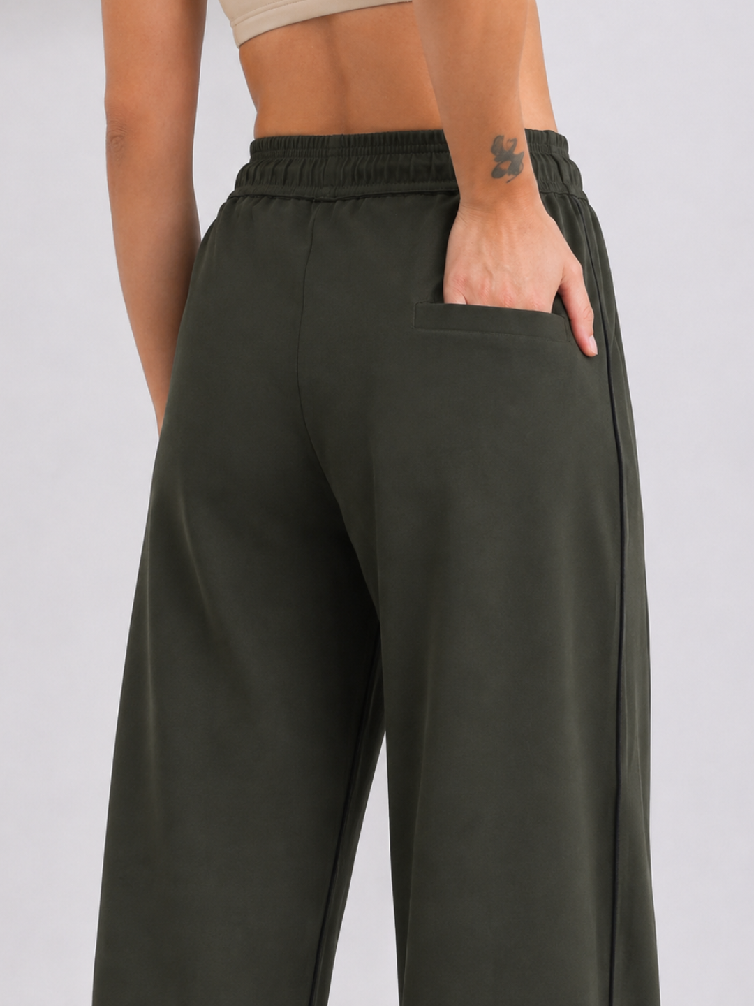 Women's Sports Track Pants with Side Stripes Olive