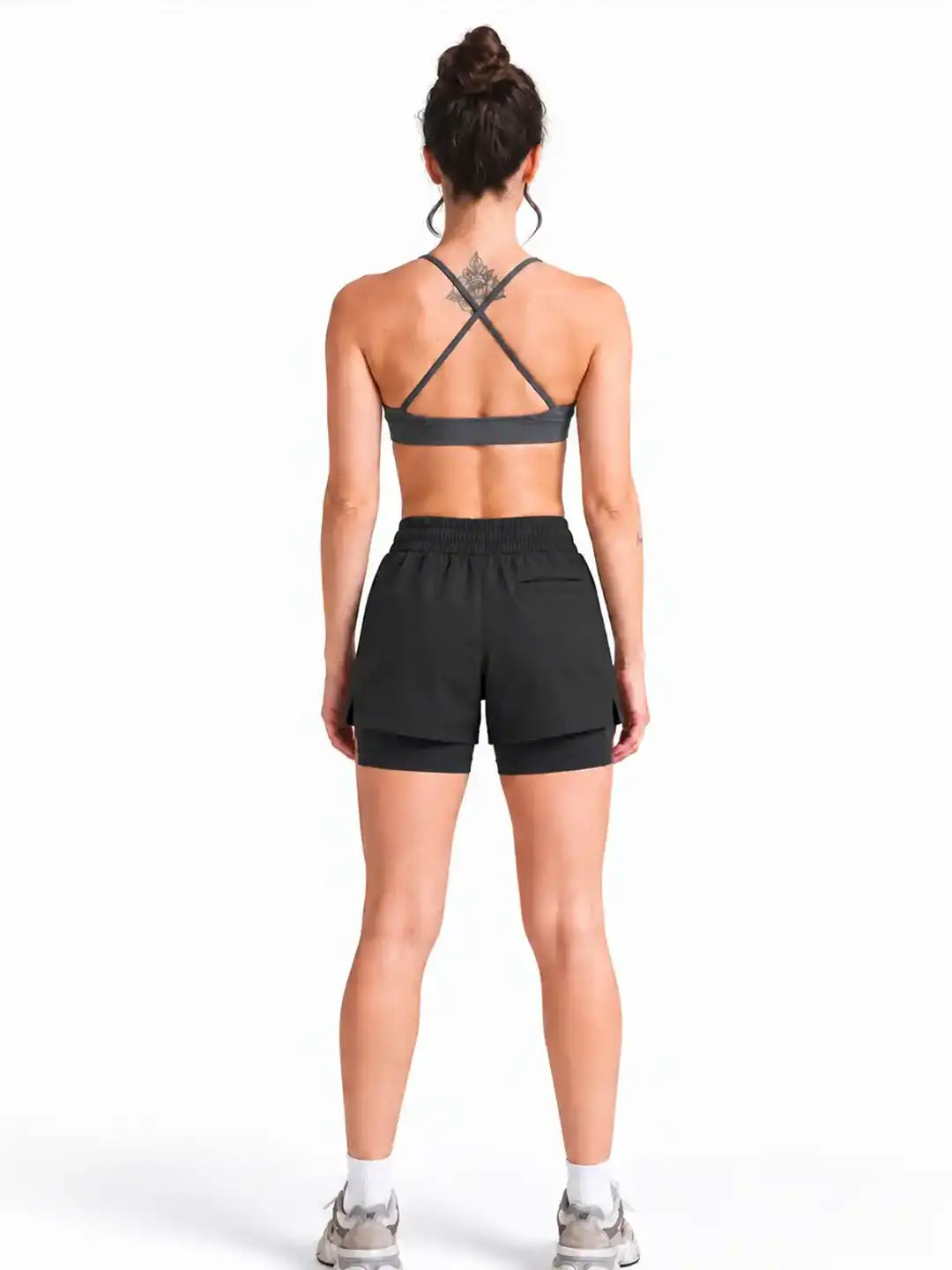 Women's Double Layered Dry Fit Sports Running Shorts Black