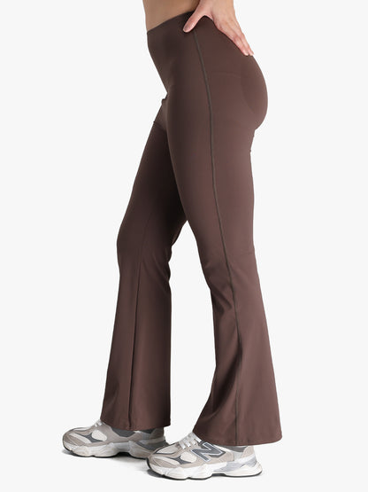 Women Seamless Power Flared Pants Brown