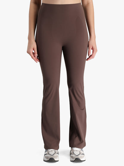 Women Seamless Power Flared Pants Brown
