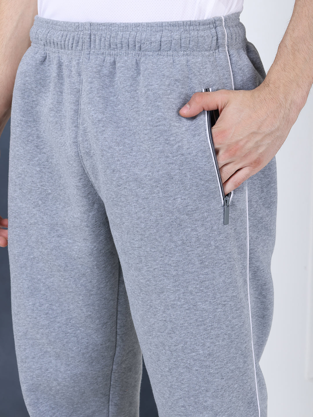 Men's Grey White Heavy Fleece Winter Tracksuit