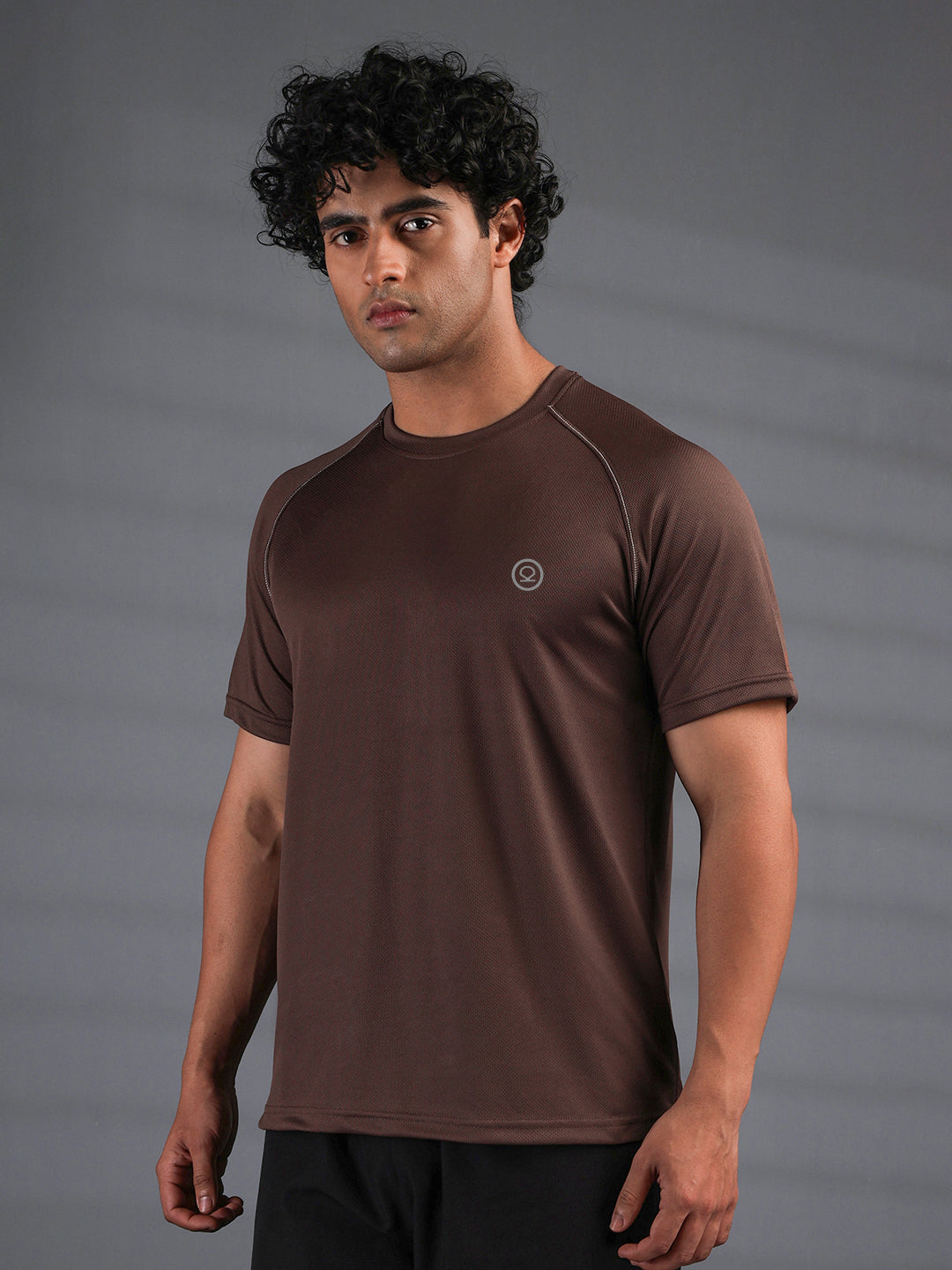 Men's Half Sleeves Quick Dry Sports T-shirt Brown