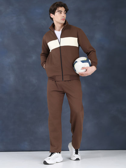 Men Brown White Winter Tracksuit | CHKOKKO