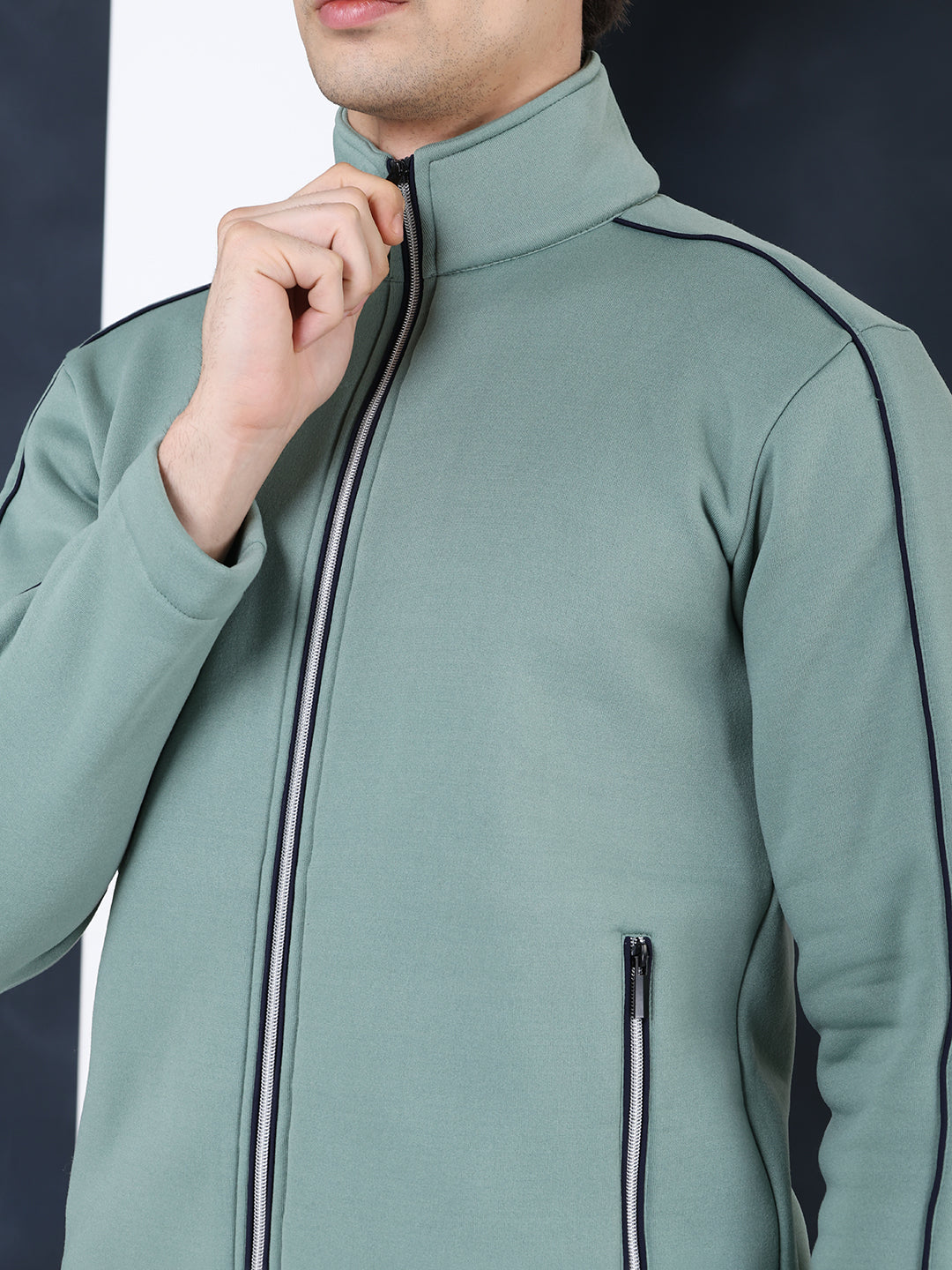 Men's Green Navy Heavy Fleece Winter Tracksuit